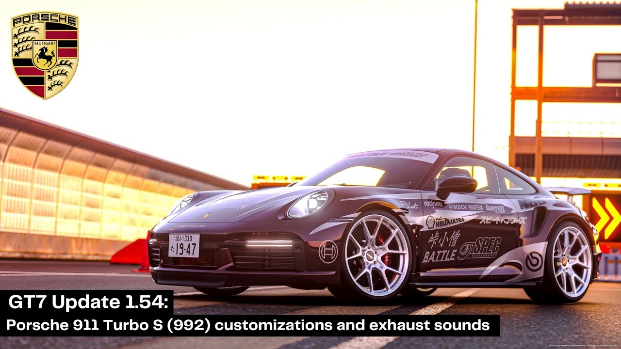 GT7 Update 1.54: Porsche 911 Turbo S (992) customizations and exhaust sounds