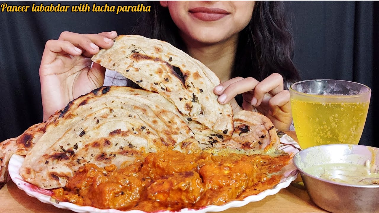 Eating paneer Lababdar with lacha paratha mukbang // ASMR MUKBANG