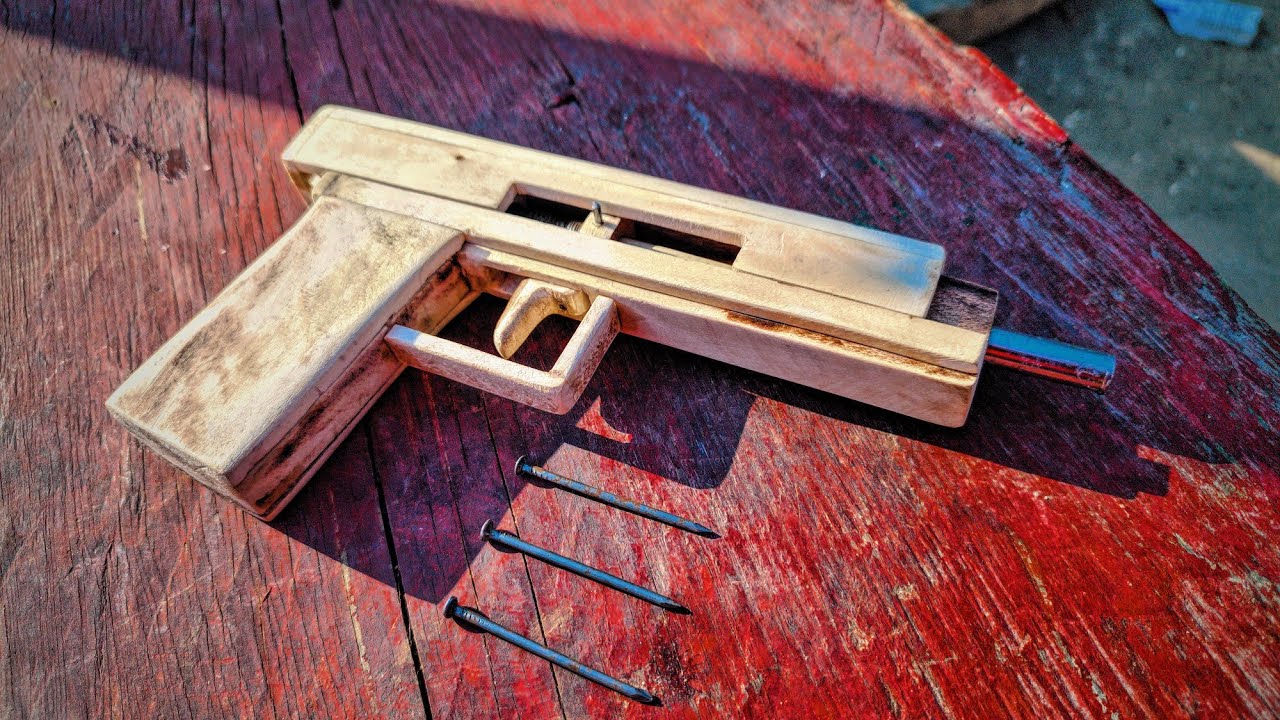 spring gun meking Wooden silingshot new gun