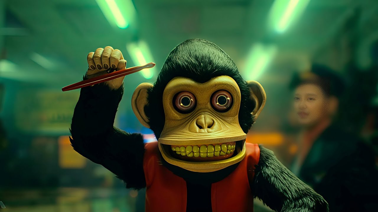 دميه على شكل قرد وماسك طبله وبمجرد ما أى شخص يشغل اللعبة والقرد يطبل لازم شخص يموت