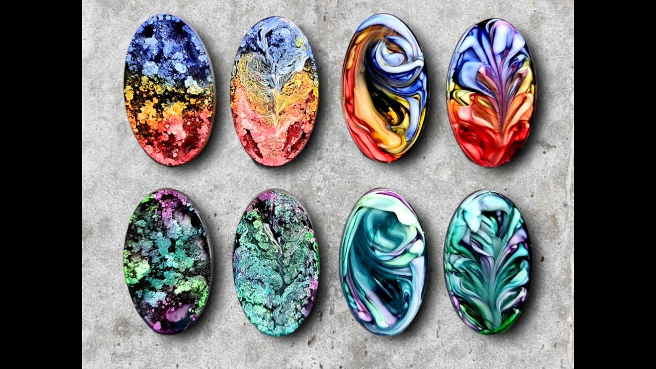 Alkohol Ink Techniken in Epoxidharz 💖🍭💘 Alcohol inks techniques in resin 💖🍭💘