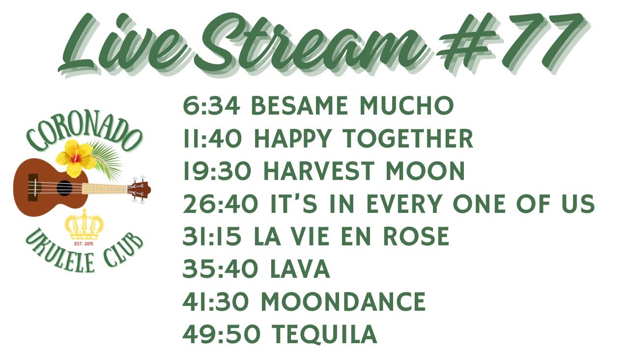 #77 Coronado Ukulele Club live stream practice 11/24/25