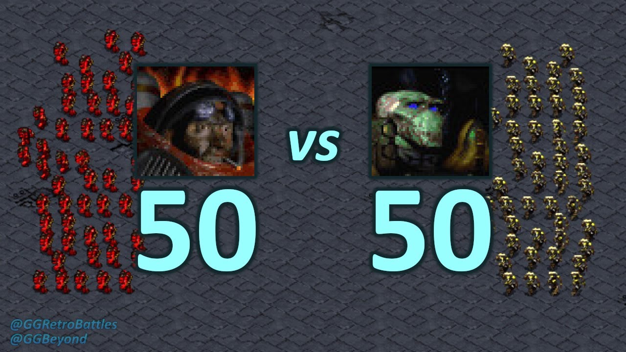 50 Firebats vs 50 Zealots - Even Numbers - StarCraft Retro Battles