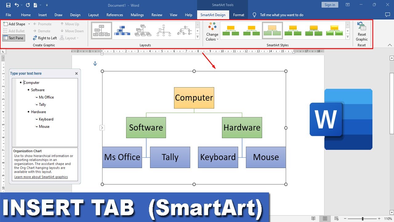 SmartArt in MS Word, MS word में SmartArt कैसे Use करते हैं, How to use SmArtart in MSWord, SmartArt