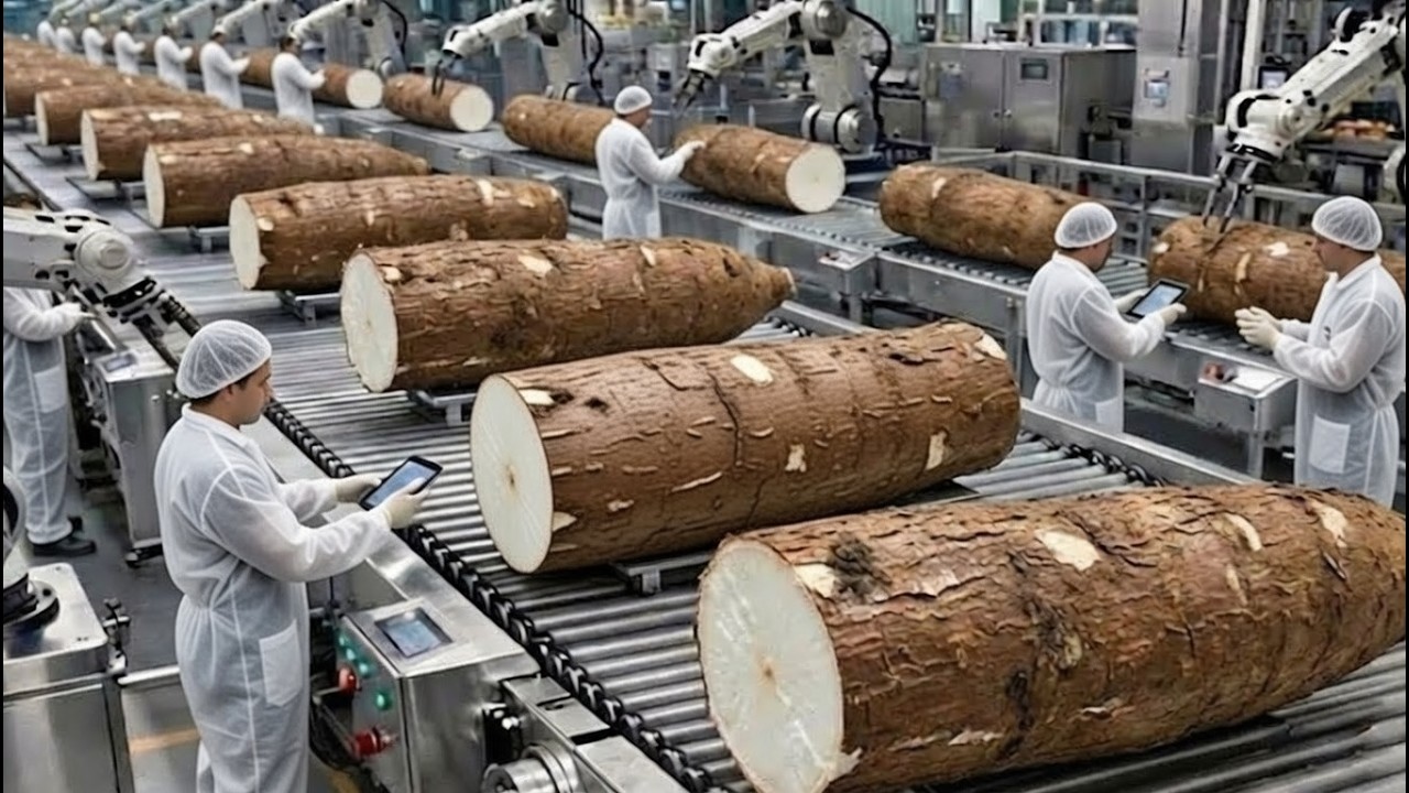 “How Cassava Flour is Made | Full Factory Process from Root to Powder | Industrial Documentary”