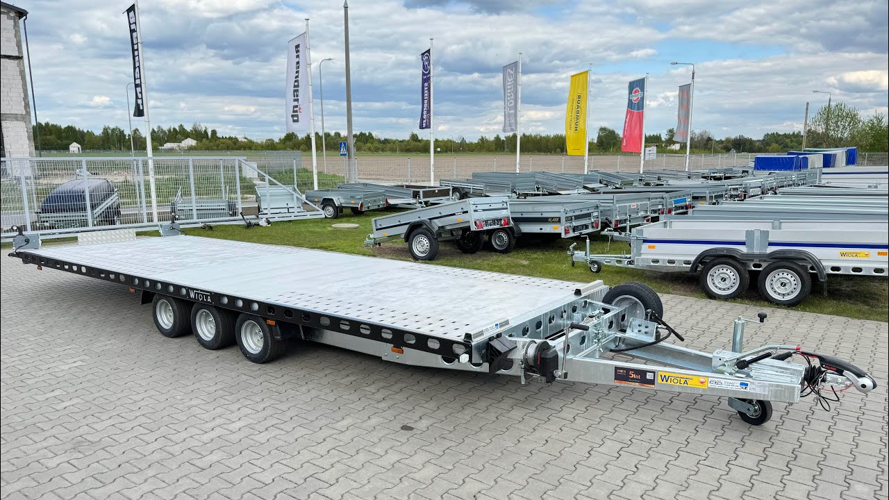 Wiola L35G65P - laweta uchylna | 650 x 216 cm / 3500 kg / 3 osie x 1350 kg / R10C / panele ALU |