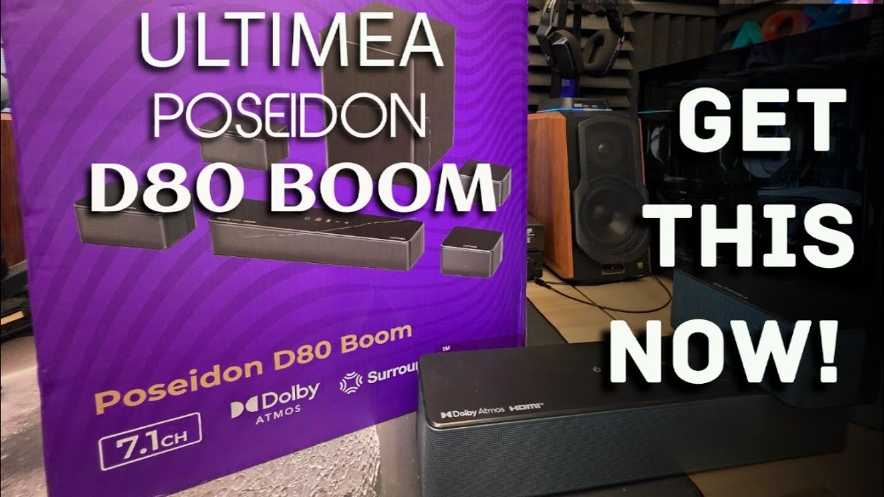 Ultimea Poseidon D80 Boom Unboxing and Review. The Best Dolby Atmos 7.1 Soundbar System under 300USD