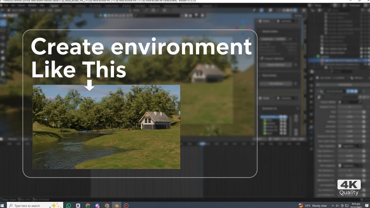 Create Realistic Environment in Blender | Forest, River & House Scene (4K)