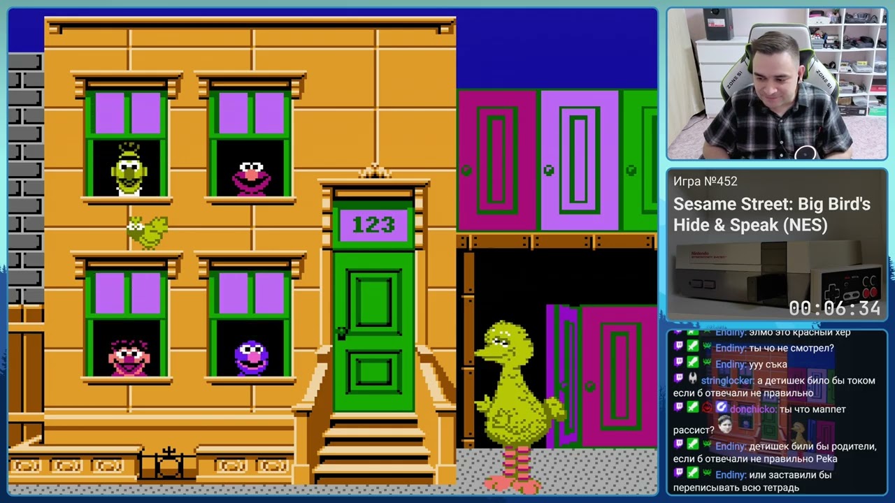 Sesame Street: Big Bird's Hide & Speak NES Longplay Прохождение 4K 60 FPS