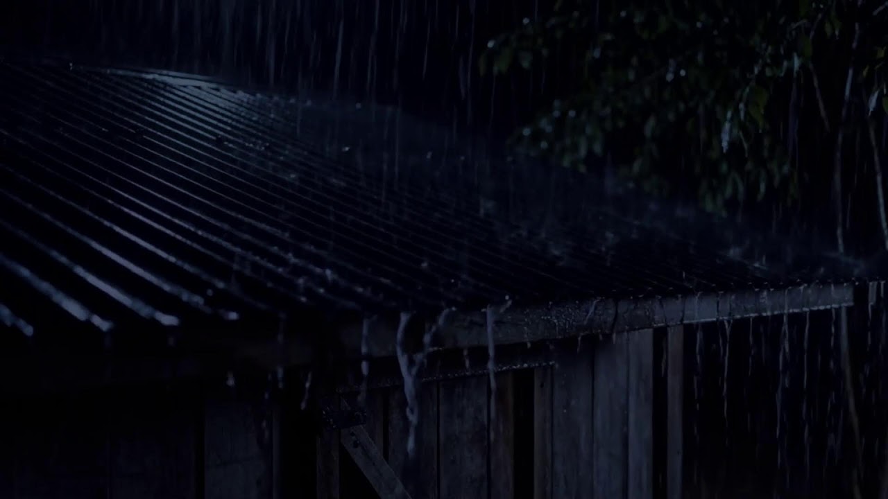 Midnight Heavy Rain on Rooftops with Distant Thunder | Calming ASMR for Sleep