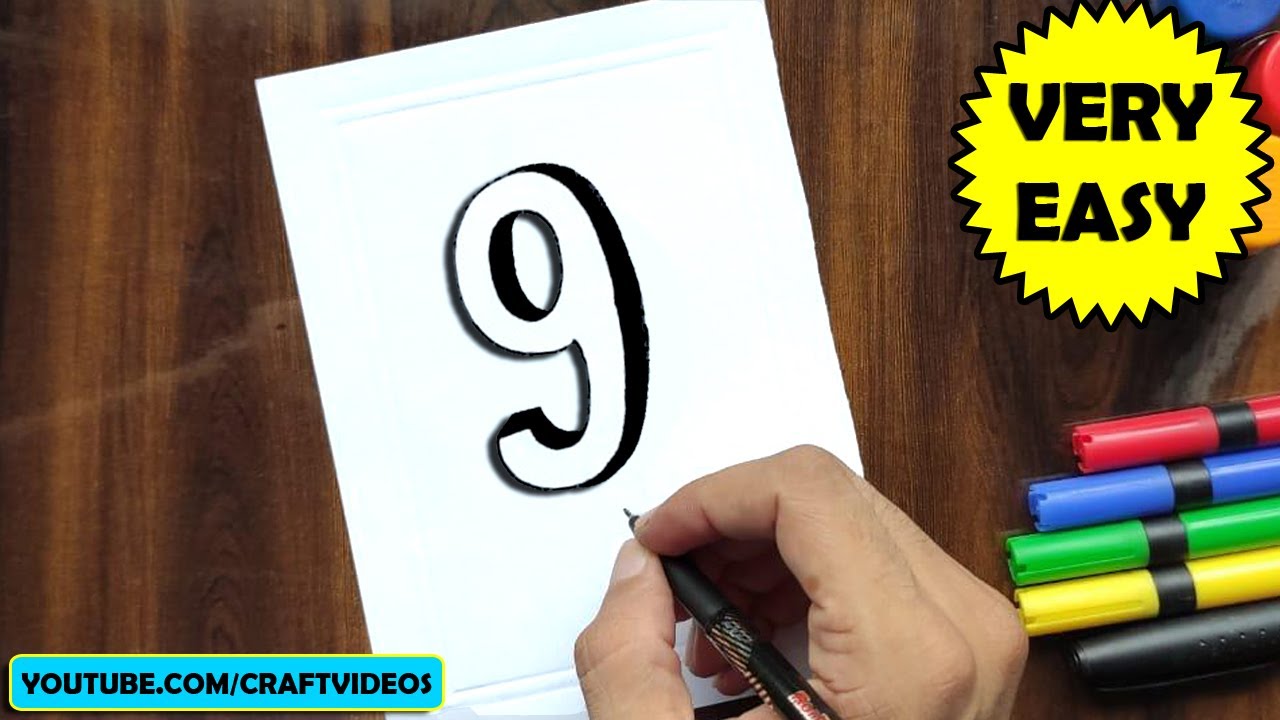 HOW TO DRAW 3D NUMBER 9 | WRITE 3D NUMBER 9