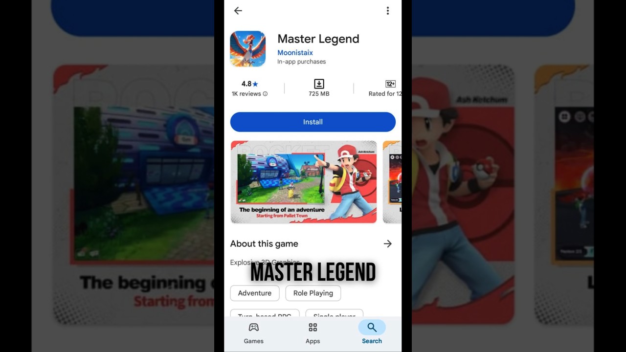 Top 5 best pokemon games in play store #games #shorts #short #viral
