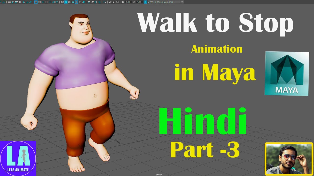 Walk to Stop Animation Tutorial in Maya Software in Hindi - Part 3