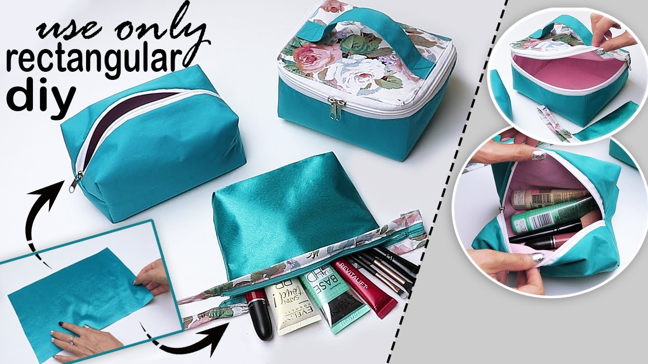 3 DIY ZIP PURSES & STORAGE BAG CRAFT ONLY FROM RECTANGULAR TEXTILE SHAPE NO DIFFICULT PATTERNS