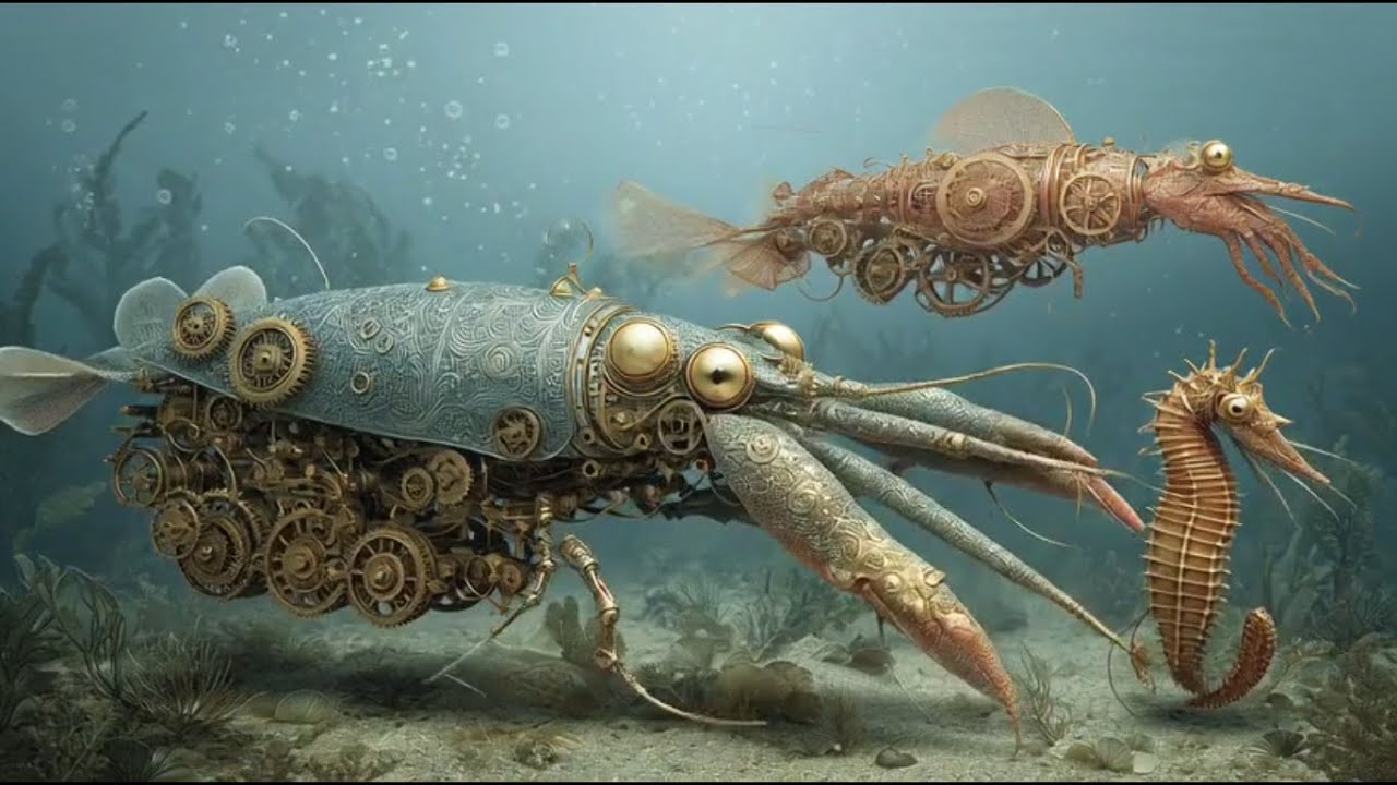 A steampunk-style ocean exploration.. #steampunk #aiart #artificialintelligence #robot #ocean