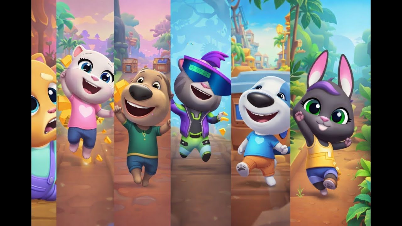 Talking Funny Tom Gold Run All Characters Failed in Lava with Multiple Colors - Funny Fails