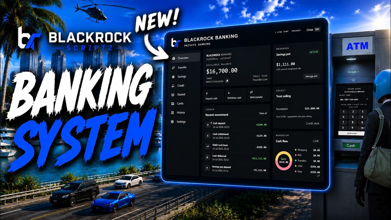 Fivem Banking Script 💵 ATM, Loans, Savings & Much More! (ESX/QB/QBOX)