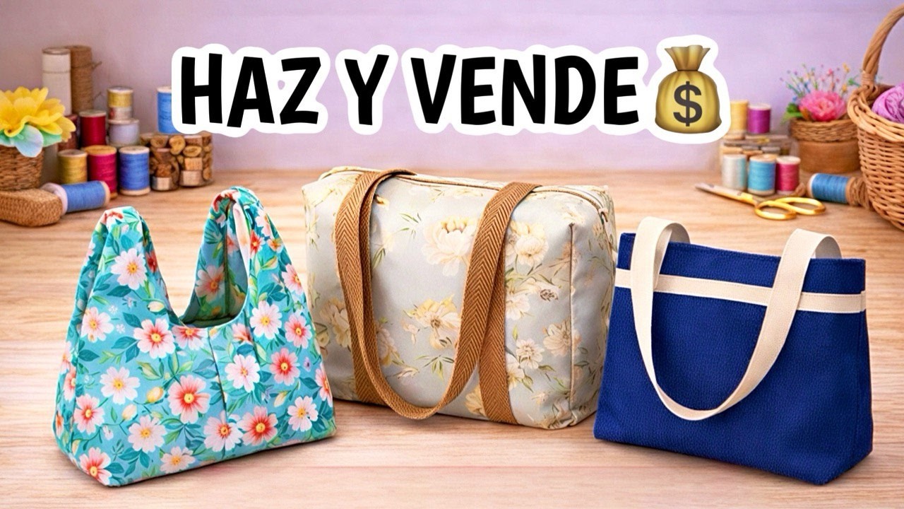 3 Bolsas de tela fáciles para coser y vender 💰 | Proyectos rápidos