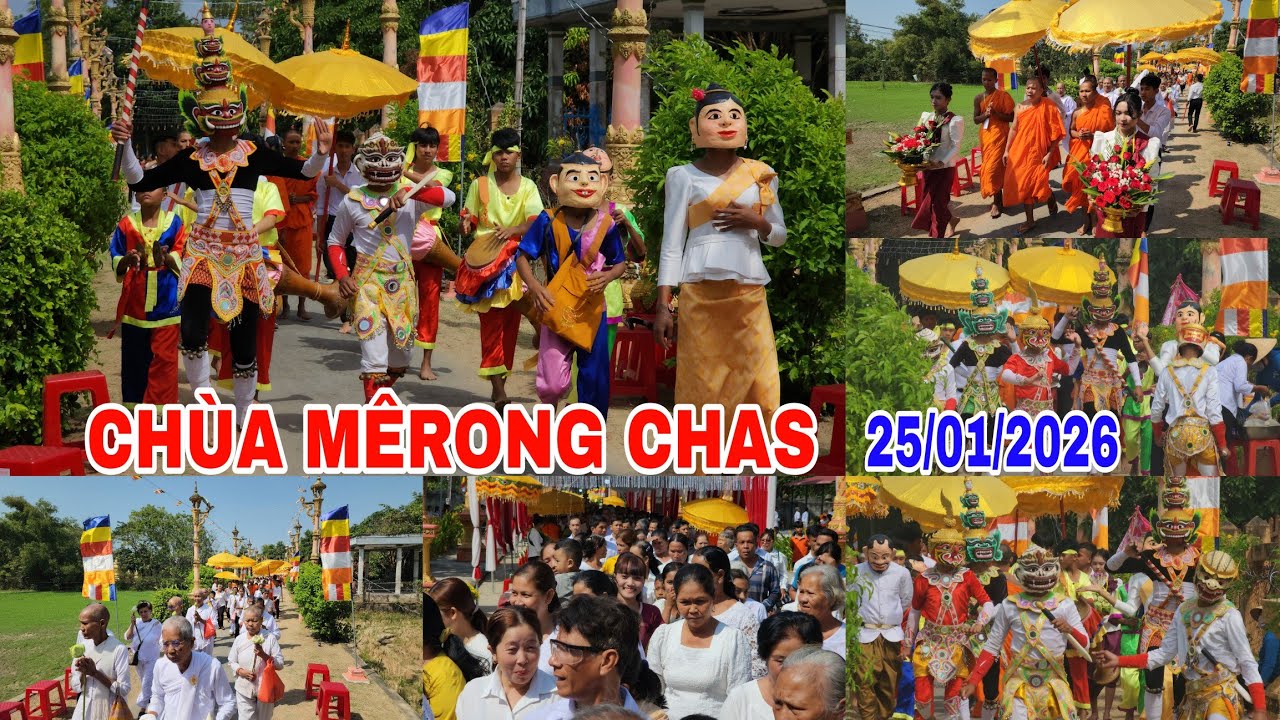 Ông trần khmer nhảy - Lễ khánh thành ngôi sala phật học mới chùa mêrong chas Cầu Ngang 2026