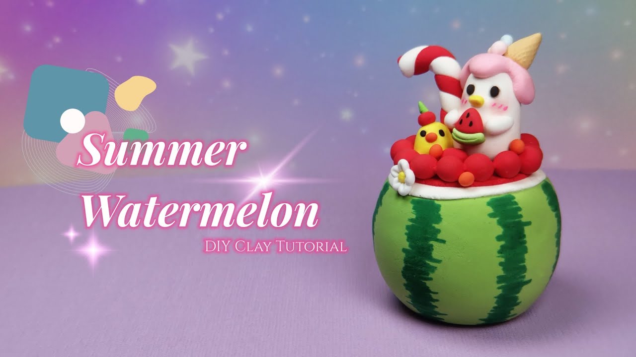 How to make air dry clay Summer Cute Watermelon | Watermelon clay tutorial | DIY #clay