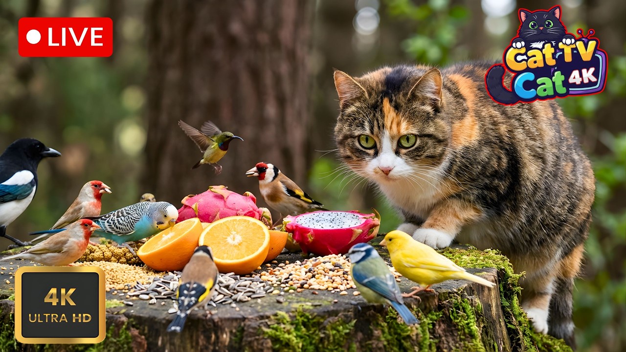 🔴 12H LIVE | Cat TV for Indoor Cats 😺 Garden Birds & Squirrels 🐦 4K Wildlife