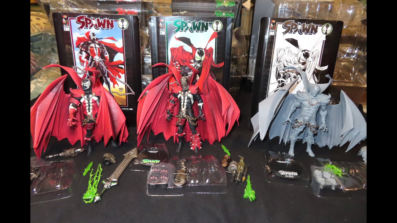 McFarlane Toys SPAWN KICKSTARTER 3 PACK TRILOGY SET- CLASSIC, MODERN, ARTIST PROOF unboxing & review