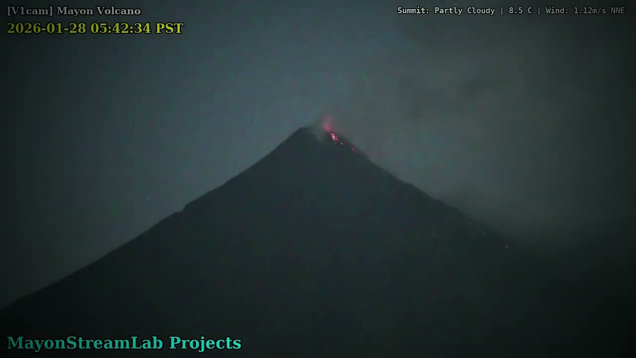 Mayon Volcano: 15-Hour Timelapse [60x Speed] - January 27-28, 2026