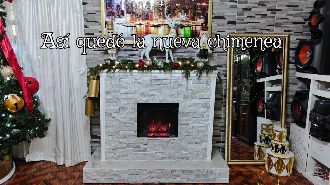 Así quedó la nueva chimenea 2025# marmol#porcelanato