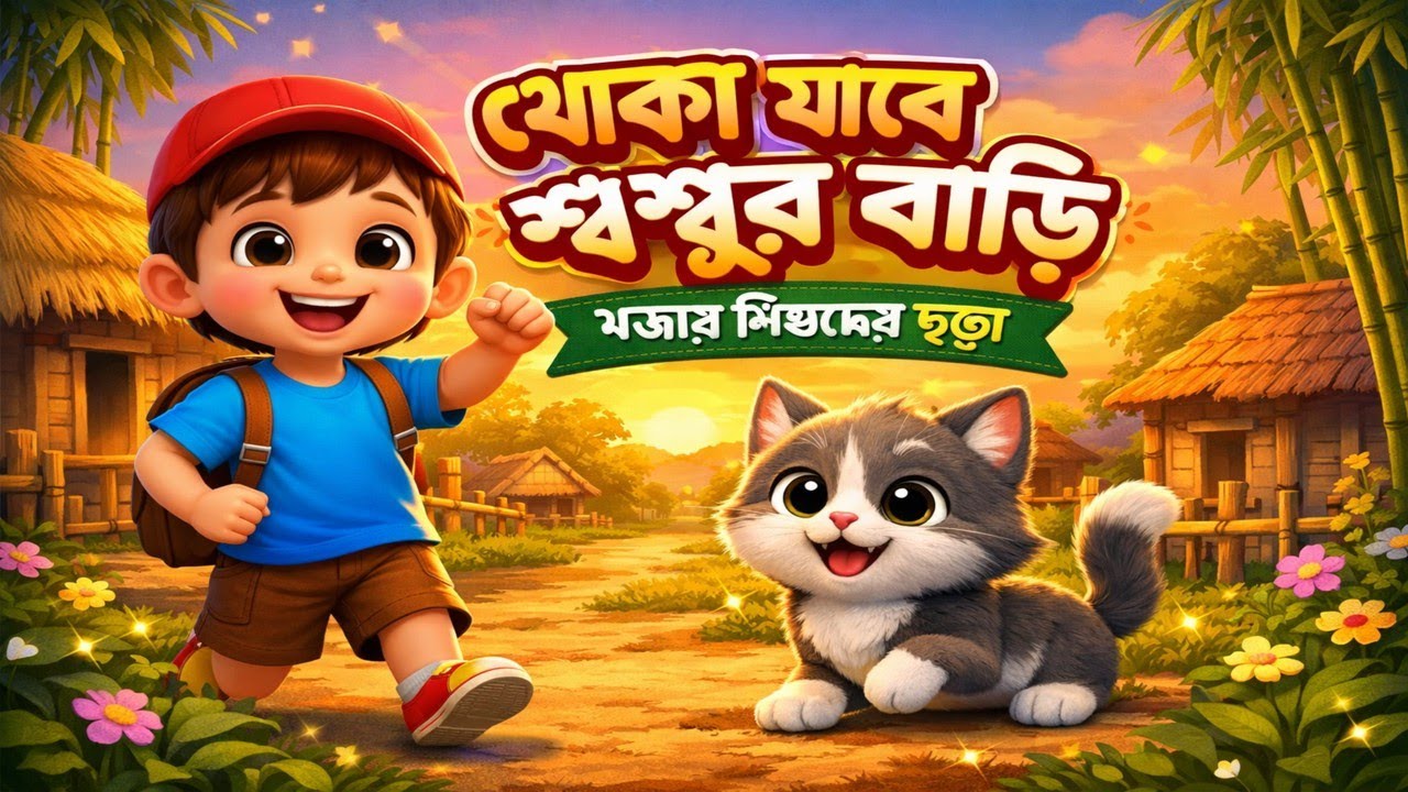 খোকা যাবে শ্বশুর বাড়ি | Funny Kids Rhyme with Dancing Cat | Nursery Rhyme 3D Cartoon |  #KidsRhyme