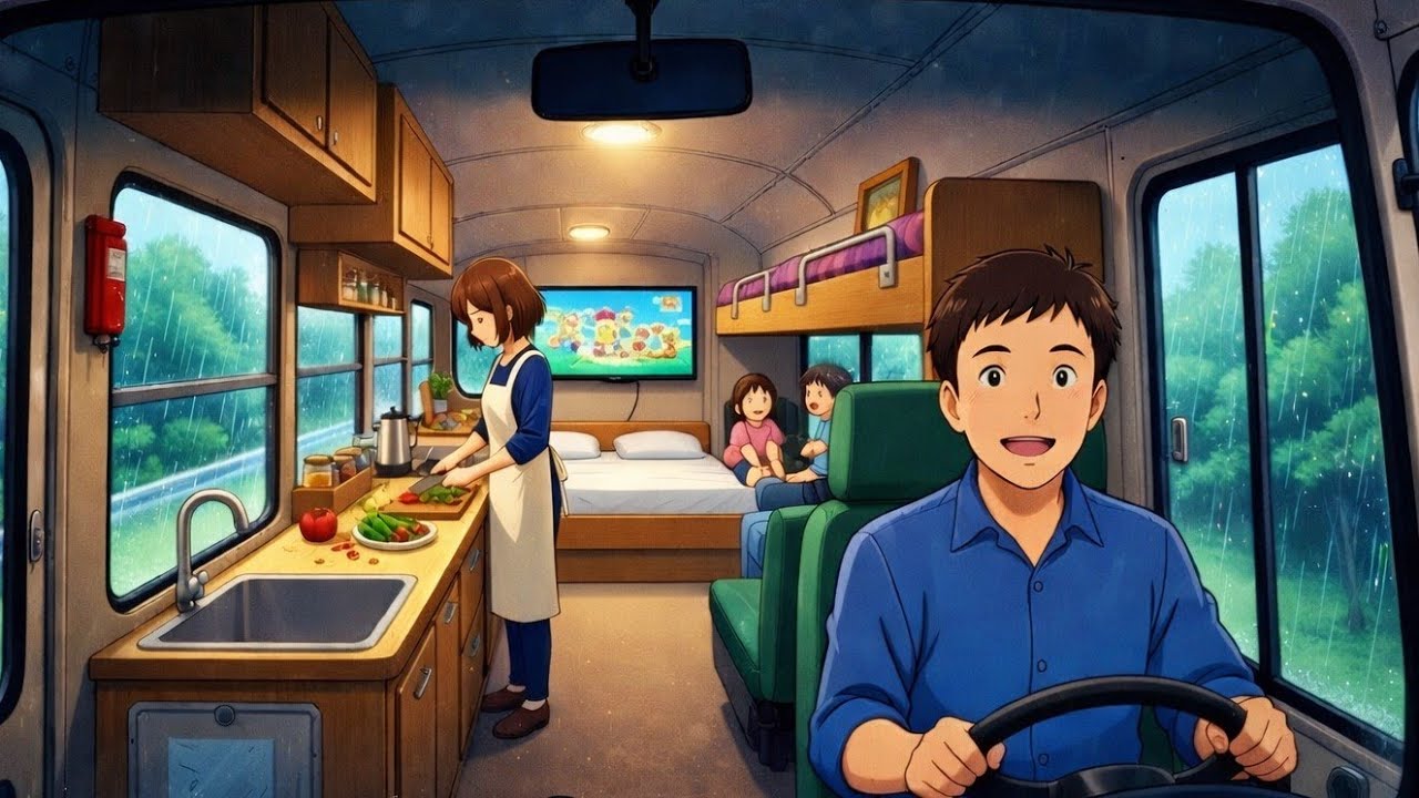 Family Bus Trip in Monsoon | Warm & Peaceful Vibes