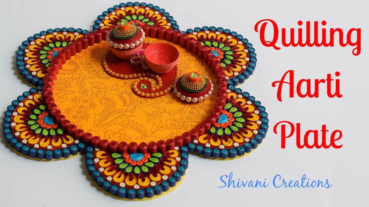 Quilling Aarti Plate/ Quilled Pooja Thali/ Quilled Kumkum Box
