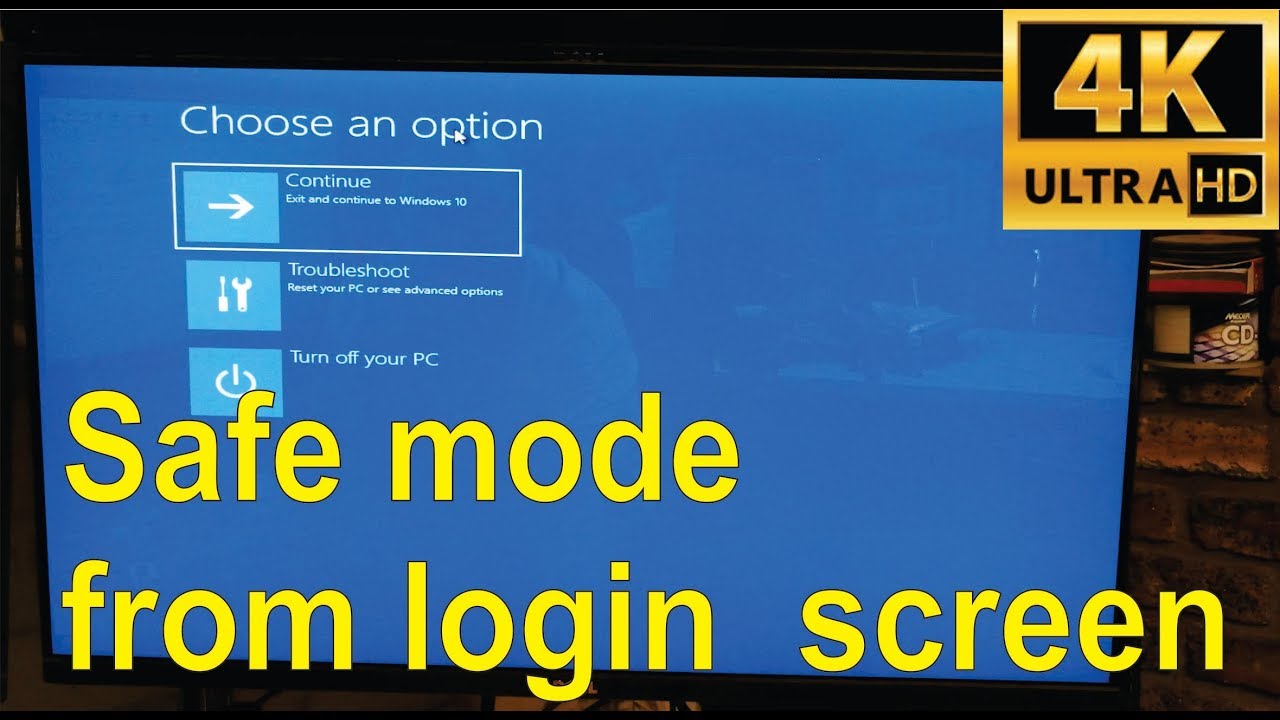 How to get to safe mode from login screen