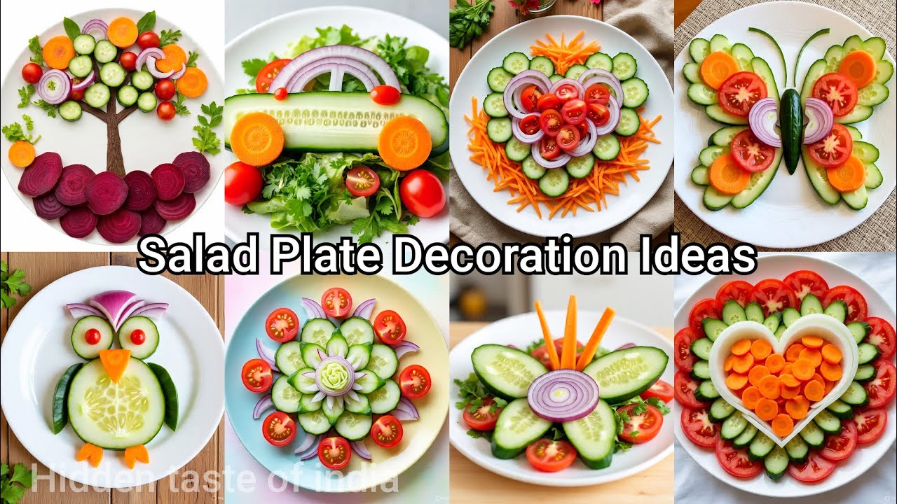 Salad Plate Decoration Ideas/ Unique Vegetable Platter Ideas/Cucumber Onion Tomatoes Platter Ideas 