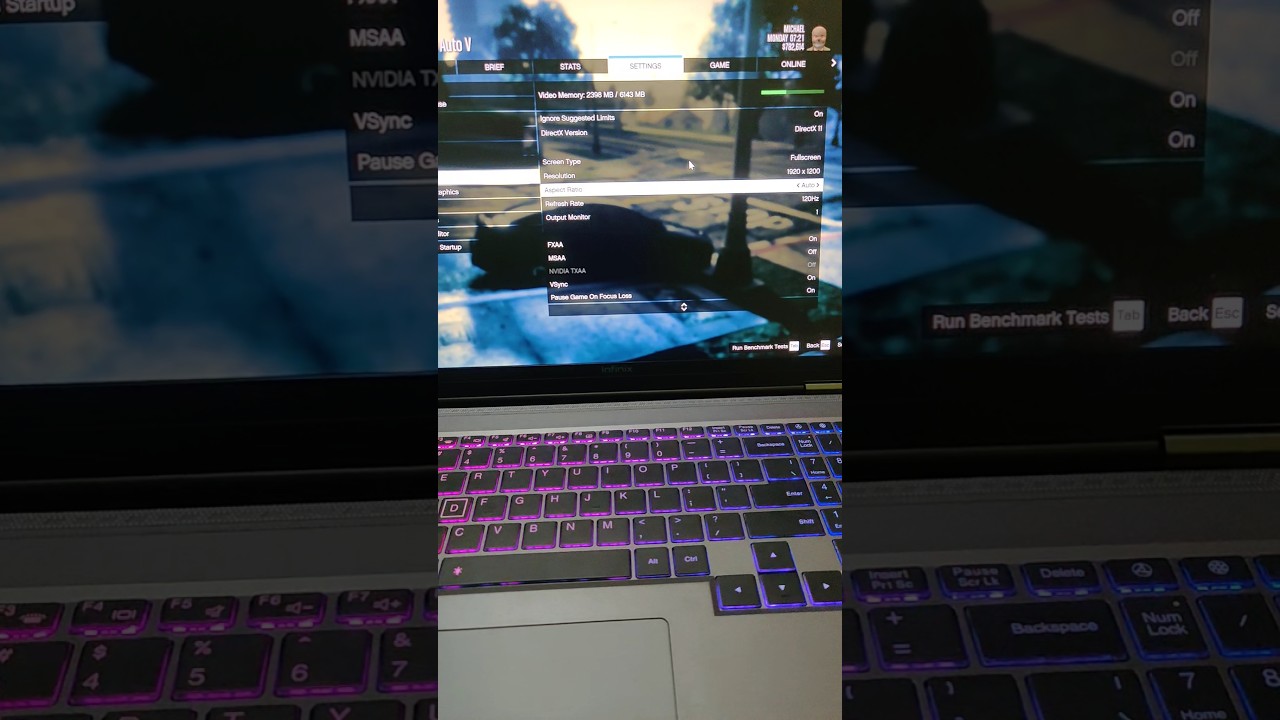 GTA V graphics settings Max 4K gaming in infinix gt book #gta5 #laptop #gaming #graphics #4k