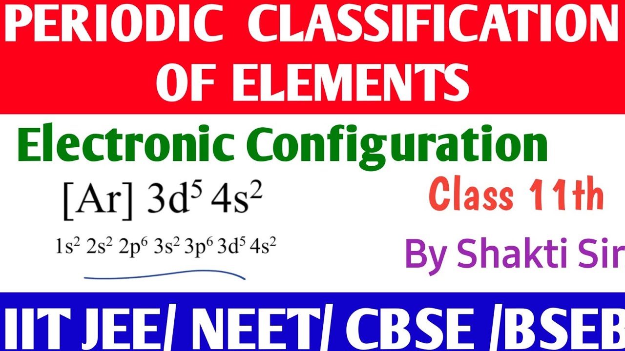 🔴Electronic Configuration |Periodic classification of elements |Chemistry by Shakti Sir 