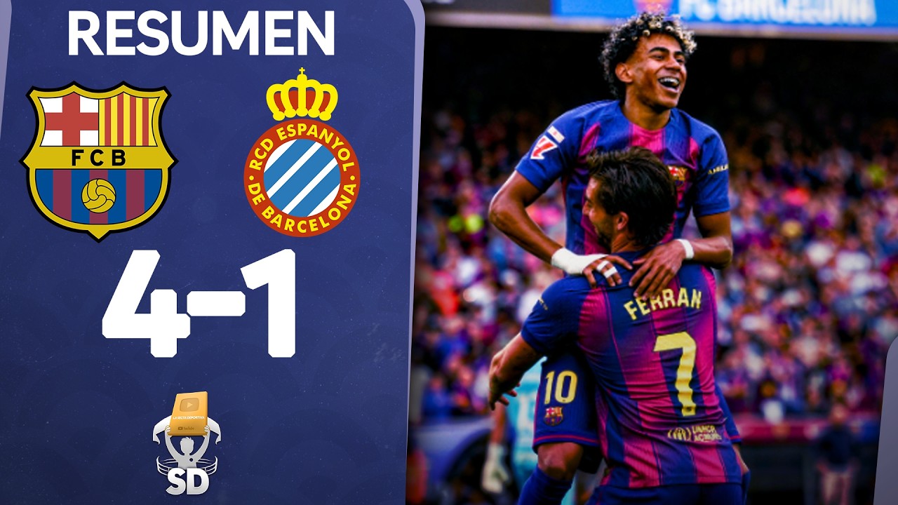 ✅ BARCELONA 4 ESPANYOL 1 🏆 RESUMEN LA LIGA ESPA&Ntilde;OLA