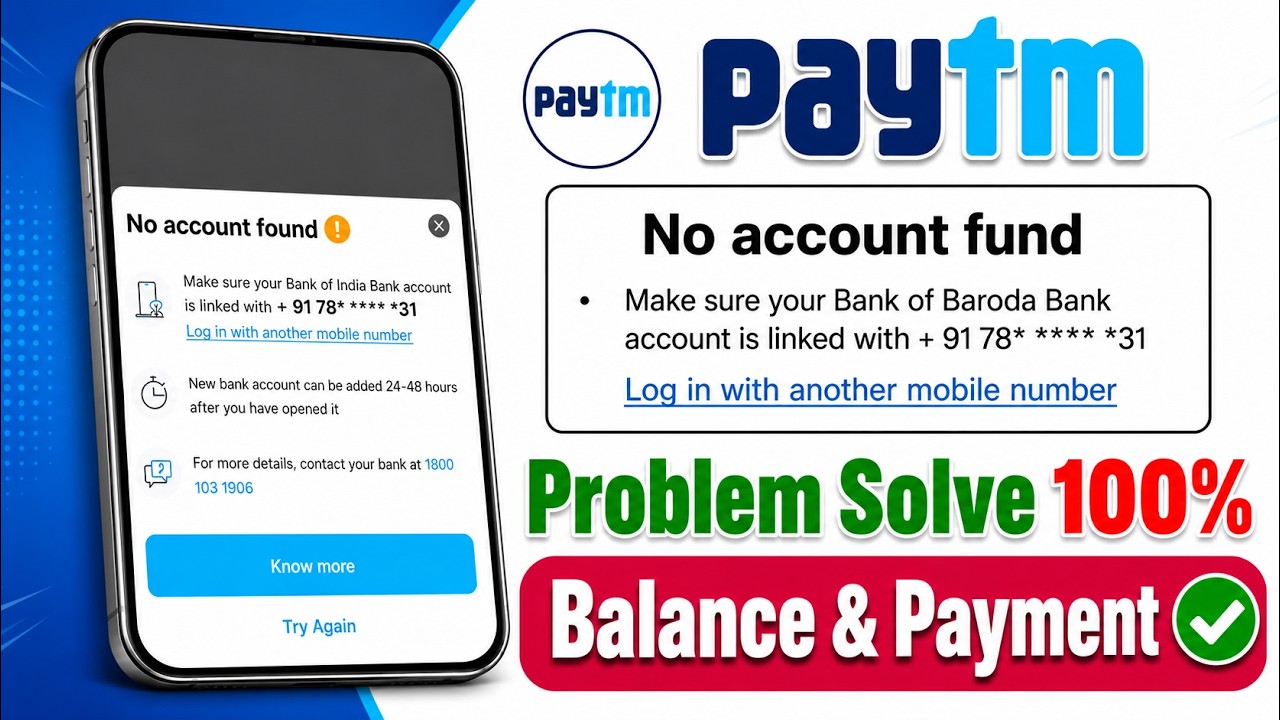 Paytm No account found problem solve !! paytm me bank link nahi ho raha problem solve 2026