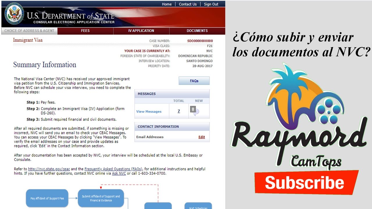 ¿Cómo subir y enviar los documentos al NVC?