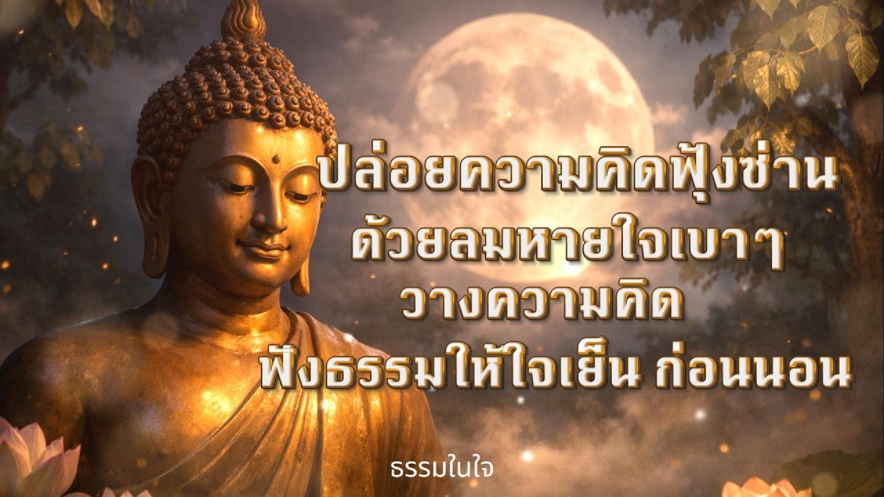 ปล่อยความคิดฟุ้งซ่าน ด้วยลมหายใจเบาๆ วางความคิด ฟังธรรมให้ใจเย็นก่อนนอน
