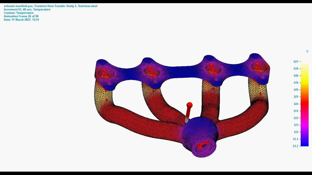 FEA Exhaust manifold Heat Transfer Cycle Stainless steel modified flange length