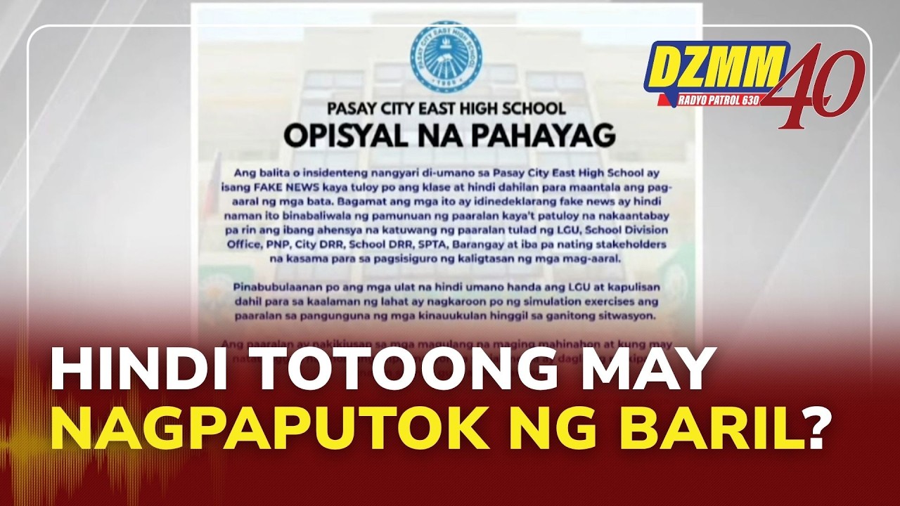 Pasay City LGU debunks viral video claiming school shooting incident | (23 July 2026)