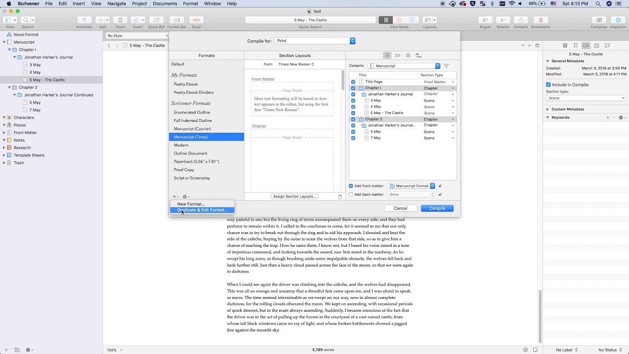 Scrivener 3 Mac: Compile Formatting -  Removing # Separators