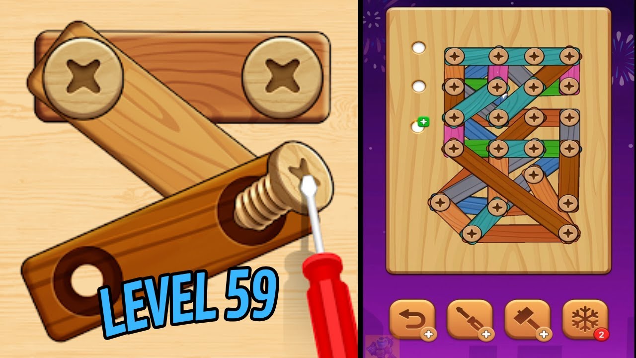 🏅 WOOD SCREW PUZZLE 🤪 Level 59 🧩 Gameplay Walkthrough