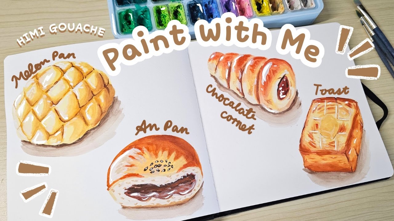 🎨Gouache Food Illustration : Painting Tasty Japanese Bread