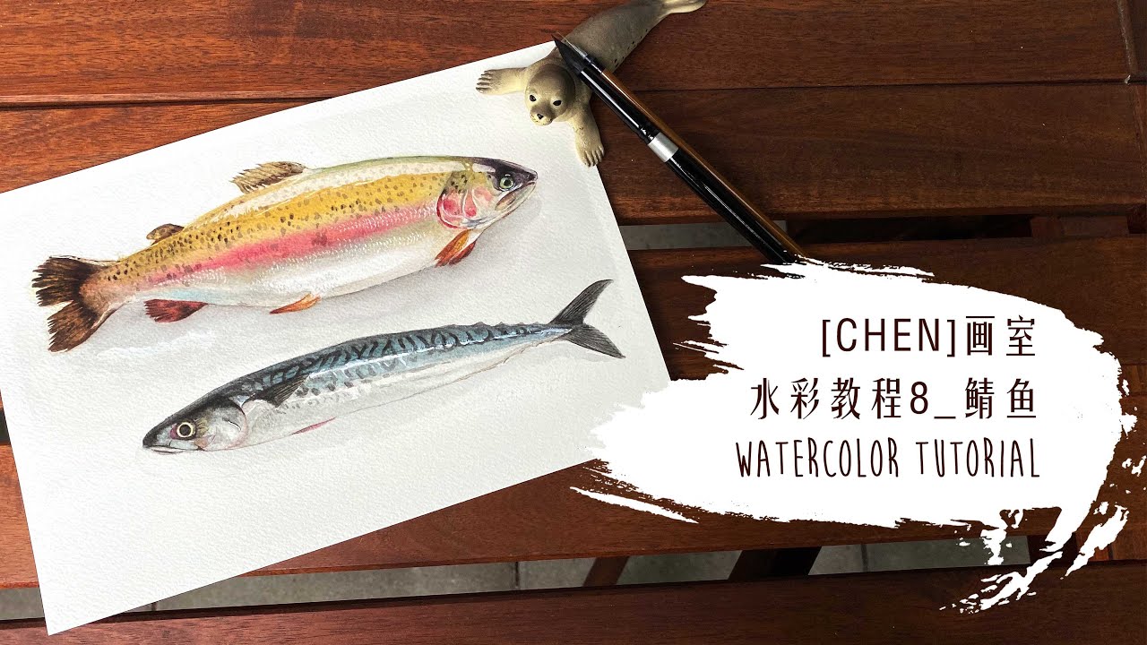 Watercolor step by step8 Mackerel 水彩教程8_鲭鱼