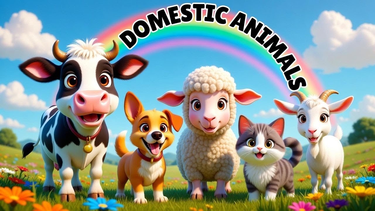 DOMESTIC ANIMALS | Domestic Animals in English | Educational Video for Kids, Toddlers, Kindergarten