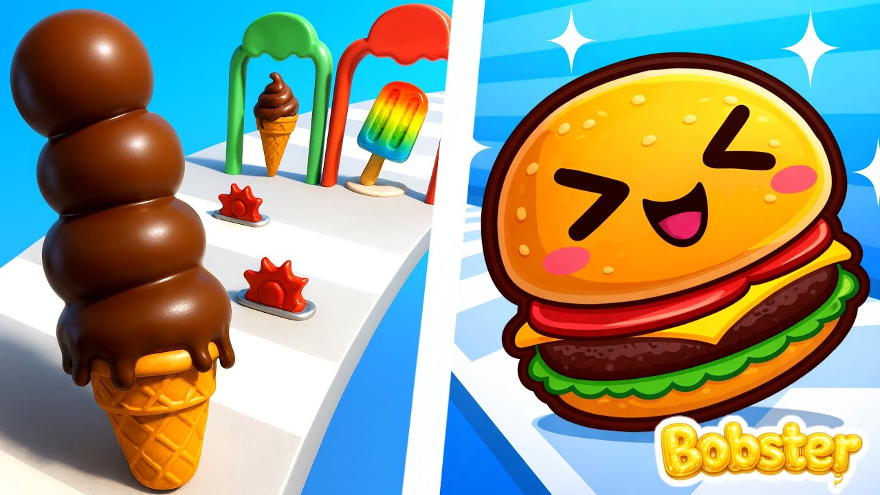 Stacky Ice Cream Runner VS Food Run - Max Levels SpeedRun Gameplay (iOS Android)