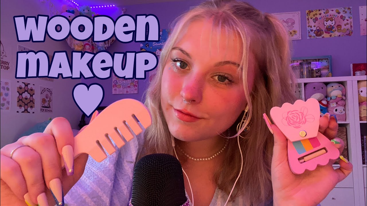 ASMR makeup salon roleplay with wooden makeup and other fake toys!🌳💄🧸