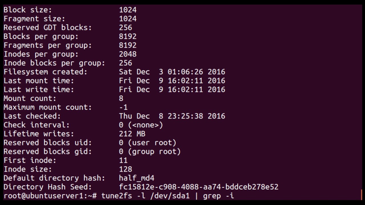 How to find the blocksize of an ext2/ext3/ext4 filesystem on Linux from the Command Line