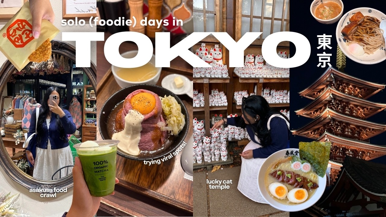 solo in tokyo vlog 🍜 food spots in asakusa and shibuya, sensoji, lucky cat train & temple